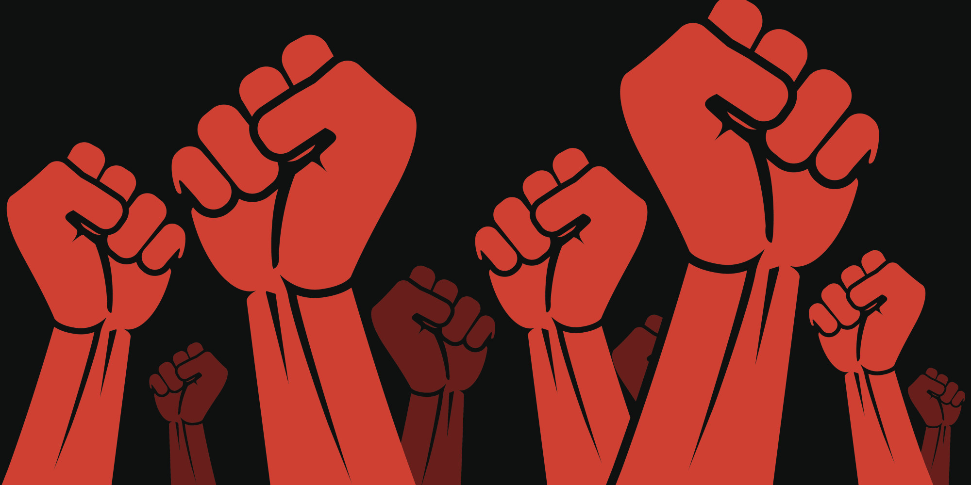 Clenched fist held in protest vector illustration. Panoramic